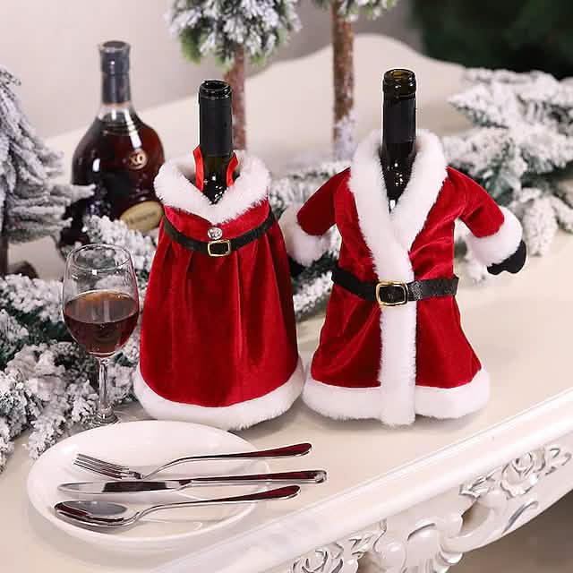 2-Pieces: Christmas Wine Bottle Cover Merry Christmas Decor by DailySale