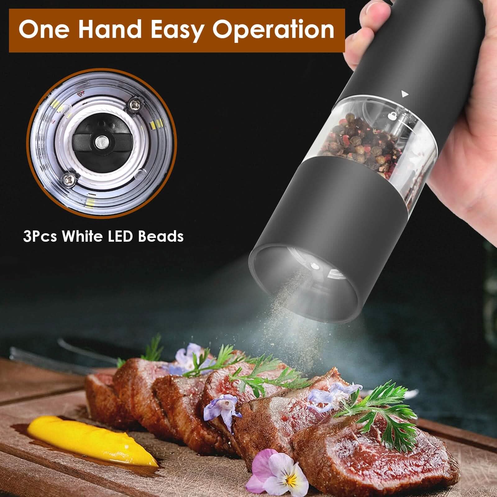 2-Pieces: Electric Salt and Pepper Grinder Battery Powered with Adjustable Coarseness by DailySale