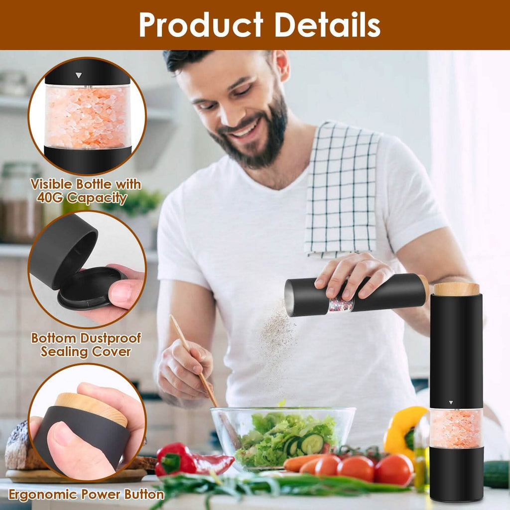 2-Pieces: Electric Salt and Pepper Grinder Battery Powered with Adjustable Coarseness by DailySale