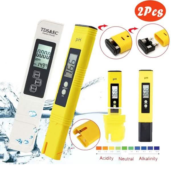 2-Pieces: PH Meter TDS EC LCD Water Purity PPM Filter Hydroponic Pool Tester Tool by DailySale
