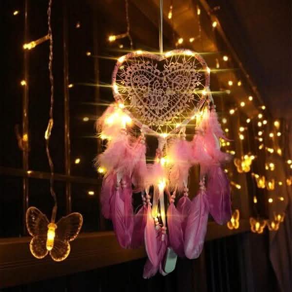 2-Pieces: Romantic LED Dream Catcher with Feather Dreamcatcher Night Light by DailySale