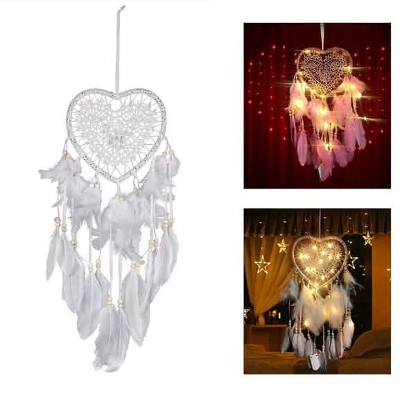 2-Pieces: Romantic LED Dream Catcher with Feather Dreamcatcher Night Light by DailySale