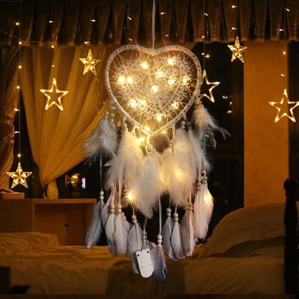 2-Pieces: Romantic LED Dream Catcher with Feather Dreamcatcher Night Light by DailySale