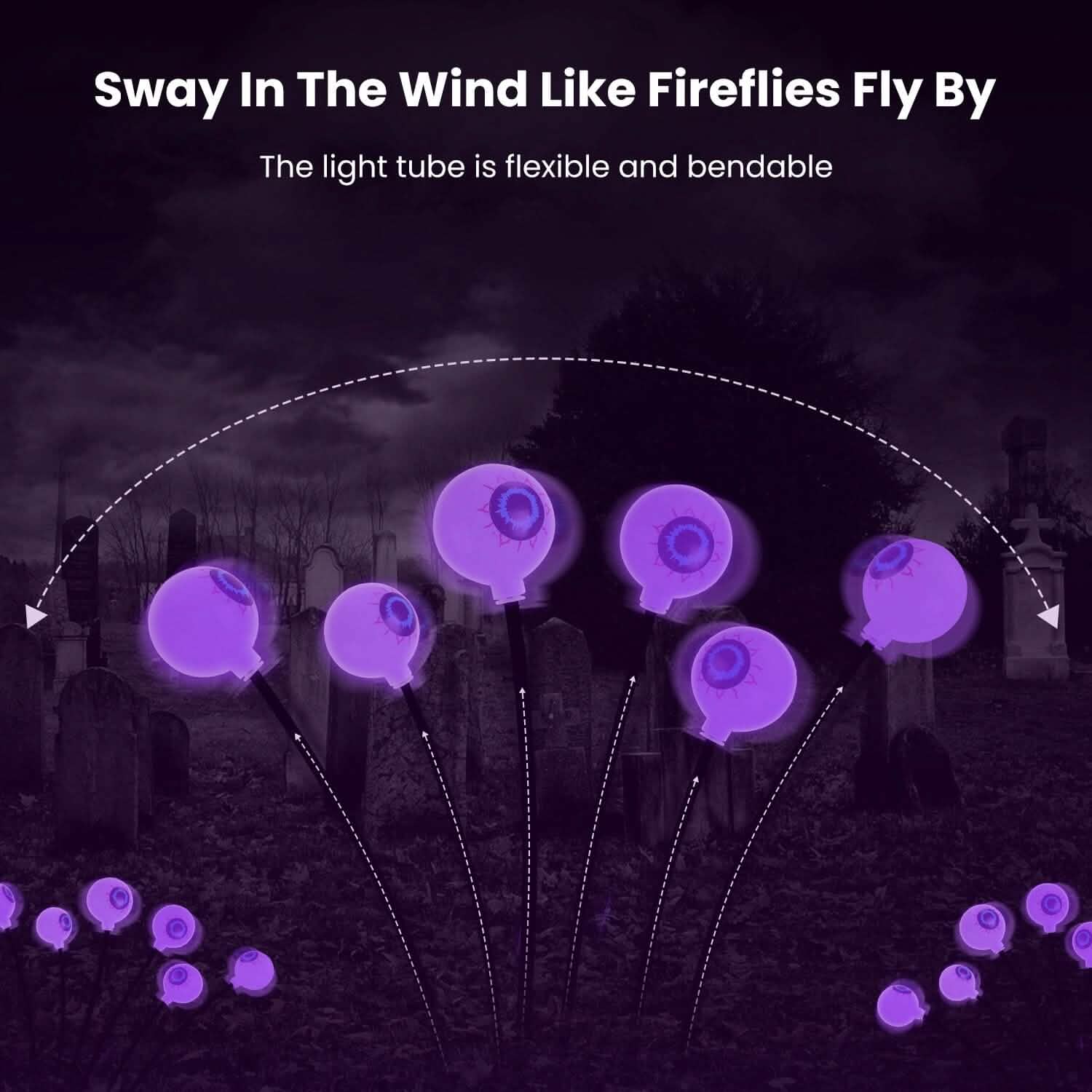 2-Pieces: Solar Scary Eyeball Lights Halloween Decoration Swaying Light by DailySale