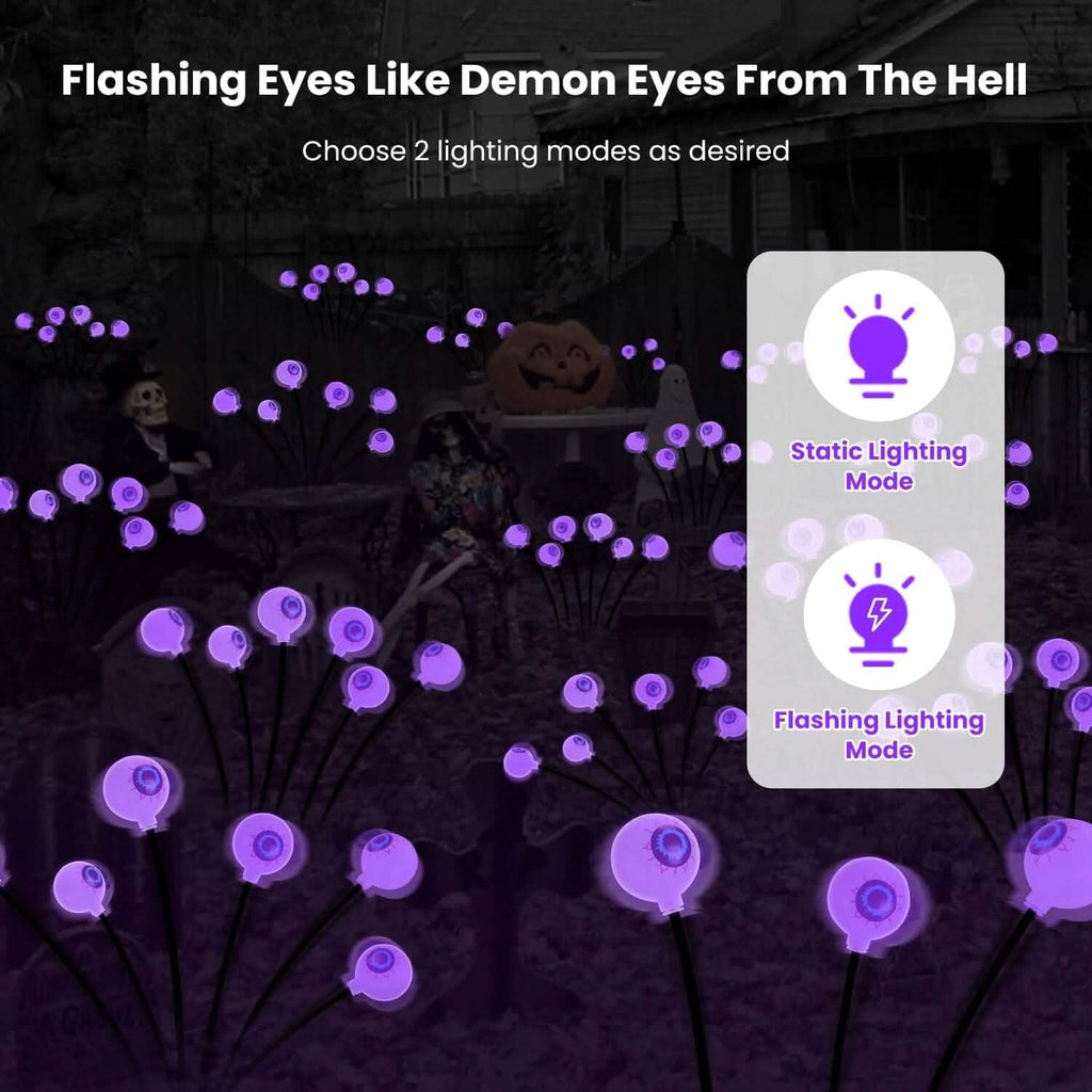 2-Pieces: Solar Scary Eyeball Lights Halloween Decoration Swaying Light by DailySale