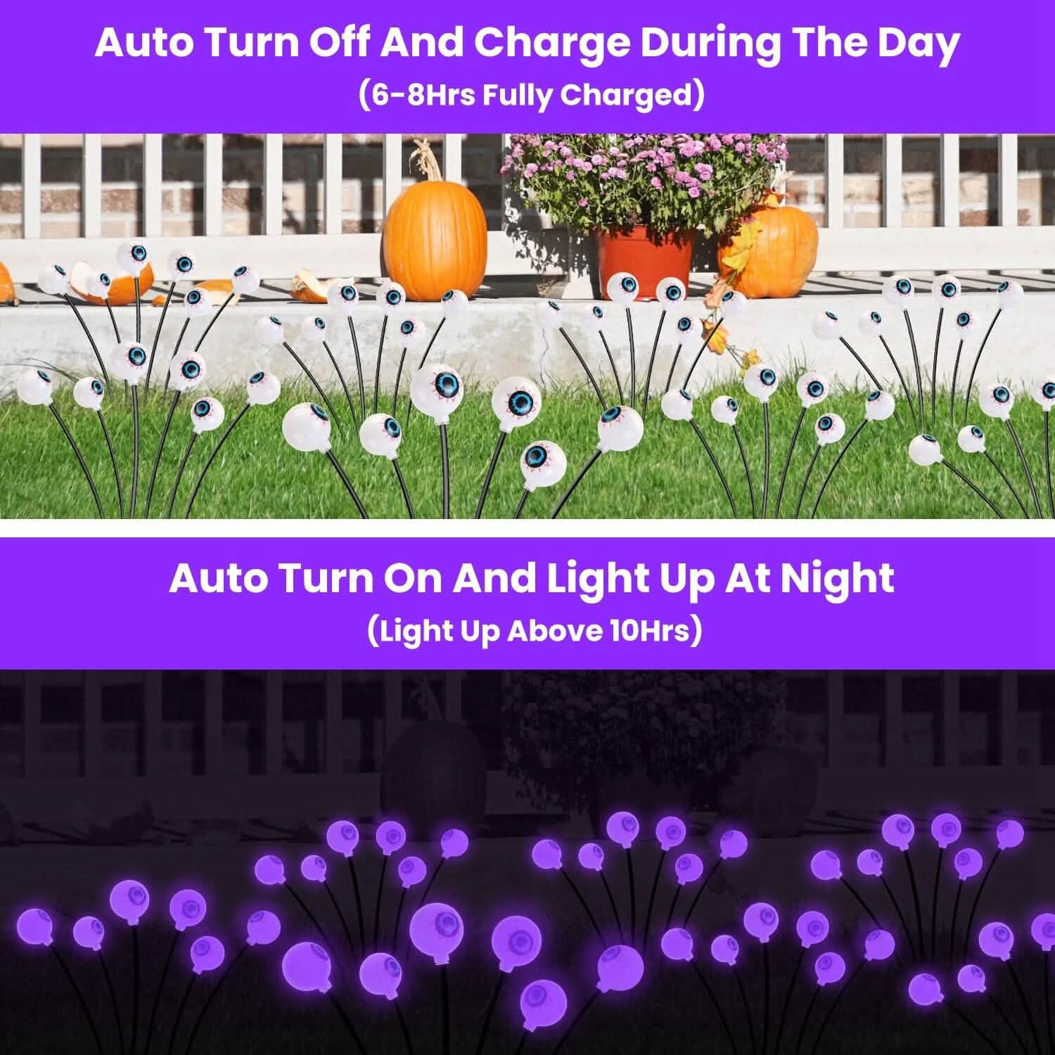 2-Pieces: Solar Scary Eyeball Lights Halloween Decoration Swaying Light by DailySale