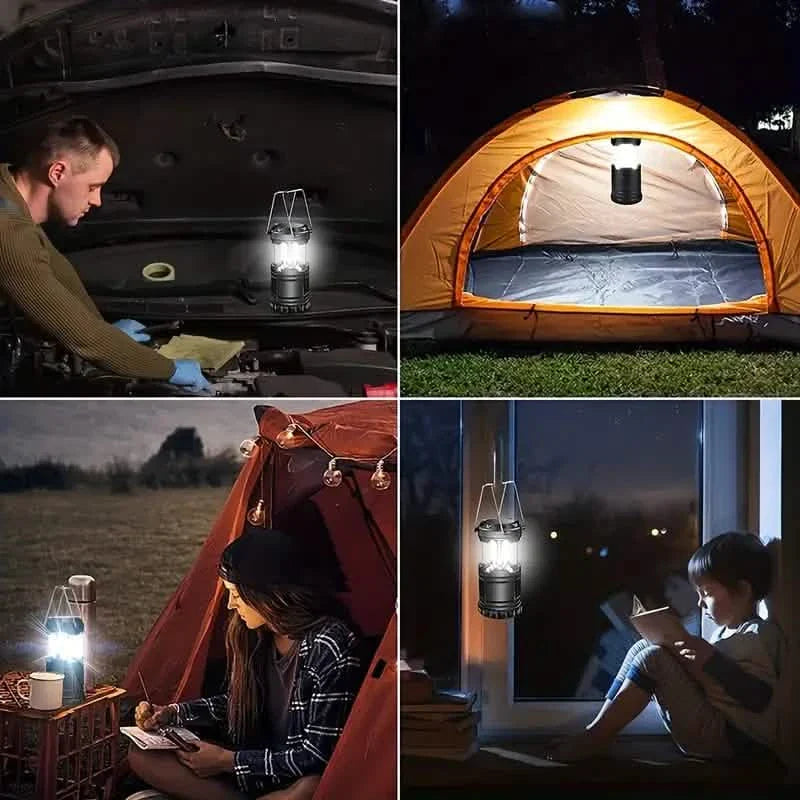 2-Pieces: Super Bright LED Camping Lantern - Portable and Collapsible Emergency Flashlight with Battery Power by DailySale