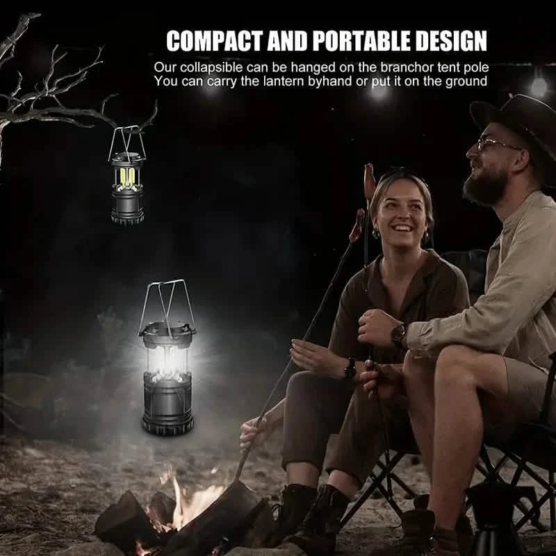 2-Pieces: Super Bright LED Camping Lantern - Portable and Collapsible Emergency Flashlight with Battery Power by DailySale