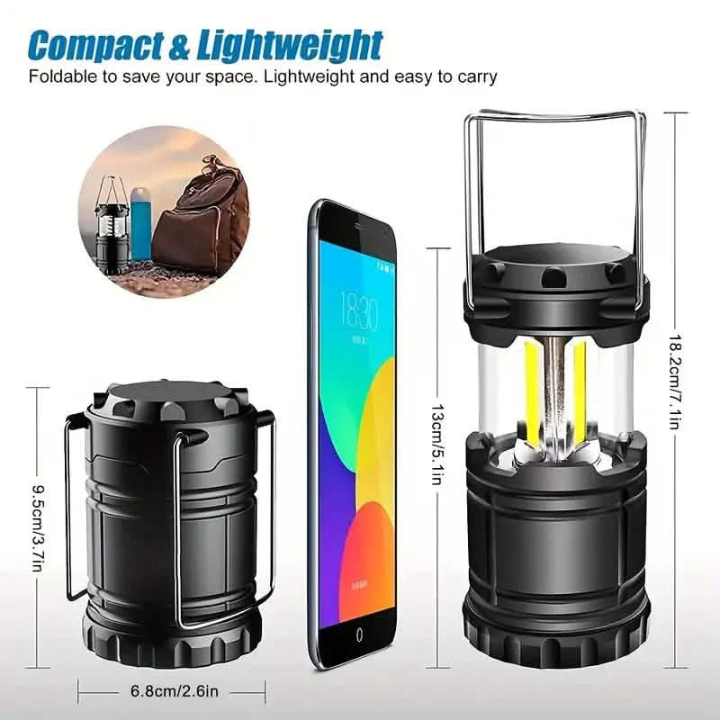 2-Pieces: Super Bright LED Camping Lantern - Portable and Collapsible Emergency Flashlight with Battery Power by DailySale