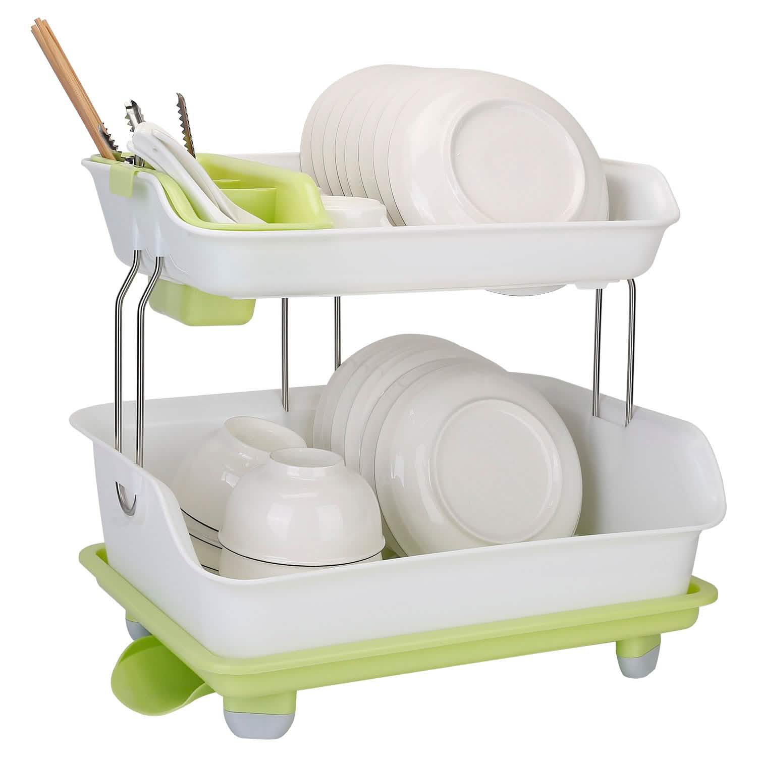 2-Tier Dish Drying Rack Cutlery Drainer by DailySale