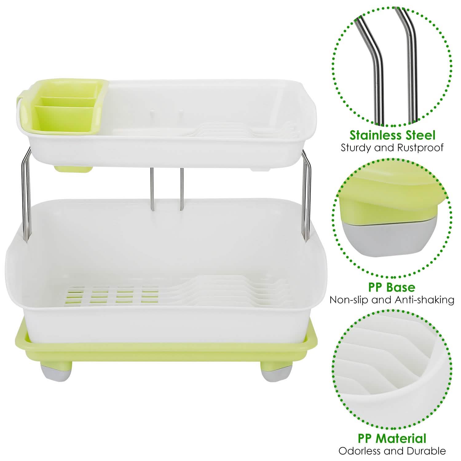 2-Tier Dish Drying Rack Cutlery Drainer by DailySale
