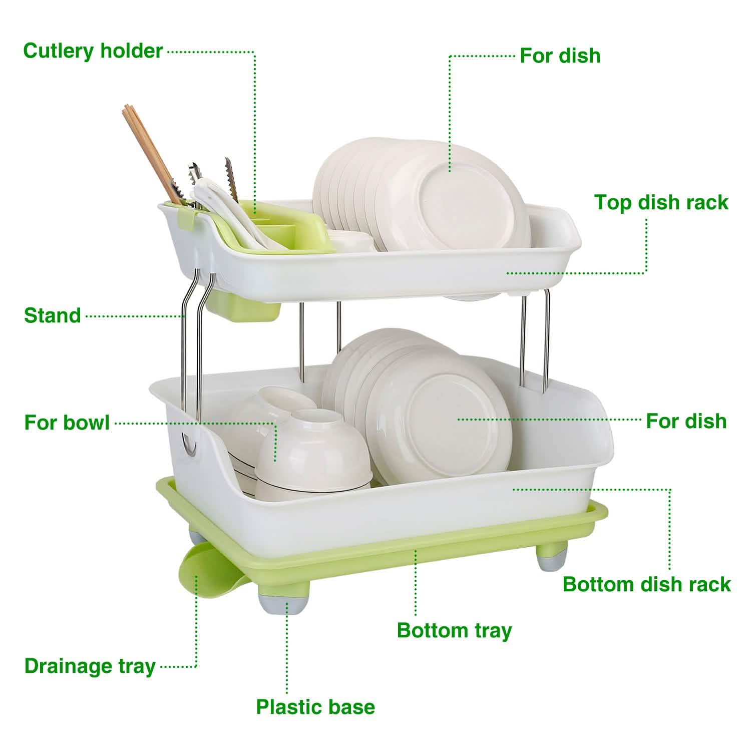 2-Tier Dish Drying Rack Cutlery Drainer by DailySale