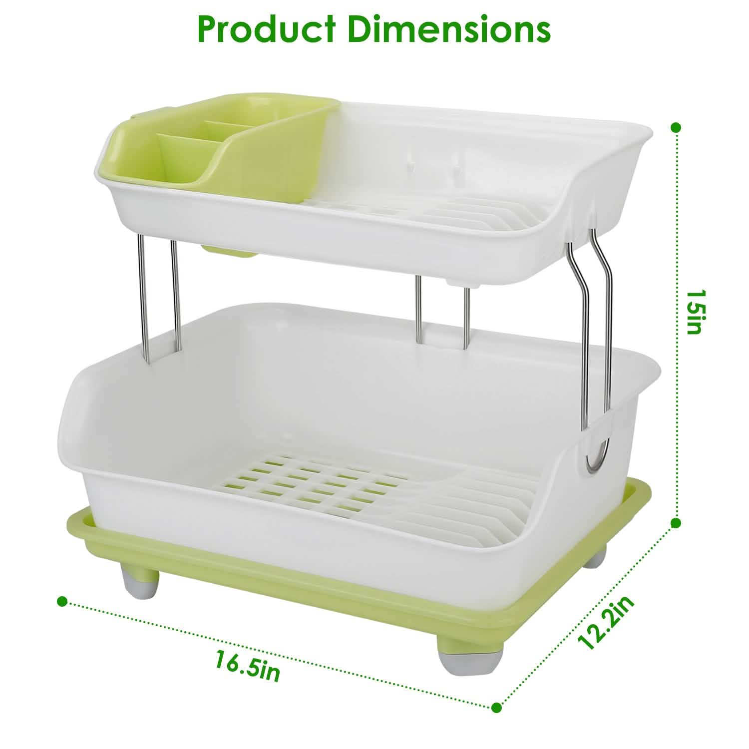 2-Tier Dish Drying Rack Cutlery Drainer by DailySale
