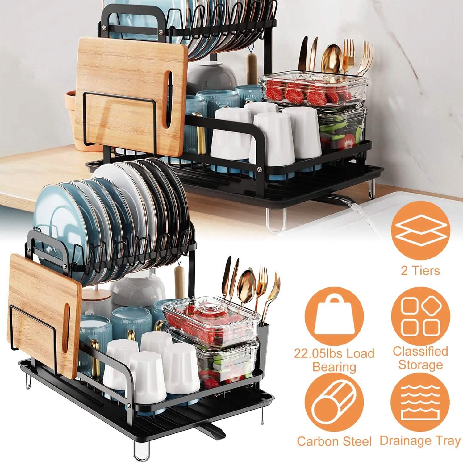 2-Tier Dish Drying Rack by DailySale