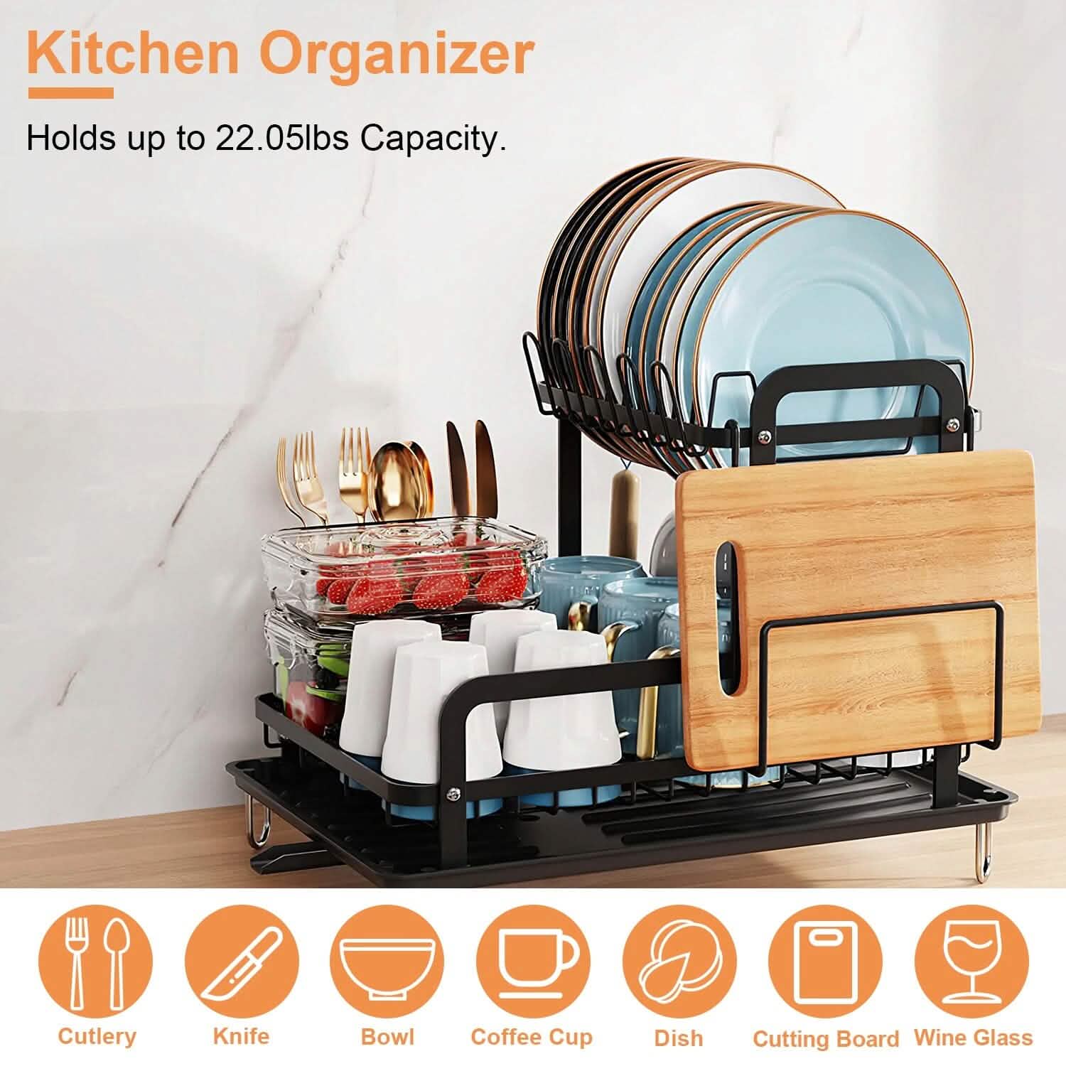 2-Tier Dish Drying Rack by DailySale