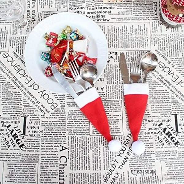 20-Piece: Christmas Santa Hat Silverware Storage Bag by DailySale