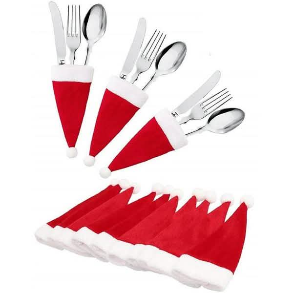 20-Piece: Christmas Santa Hat Silverware Storage Bag by DailySale