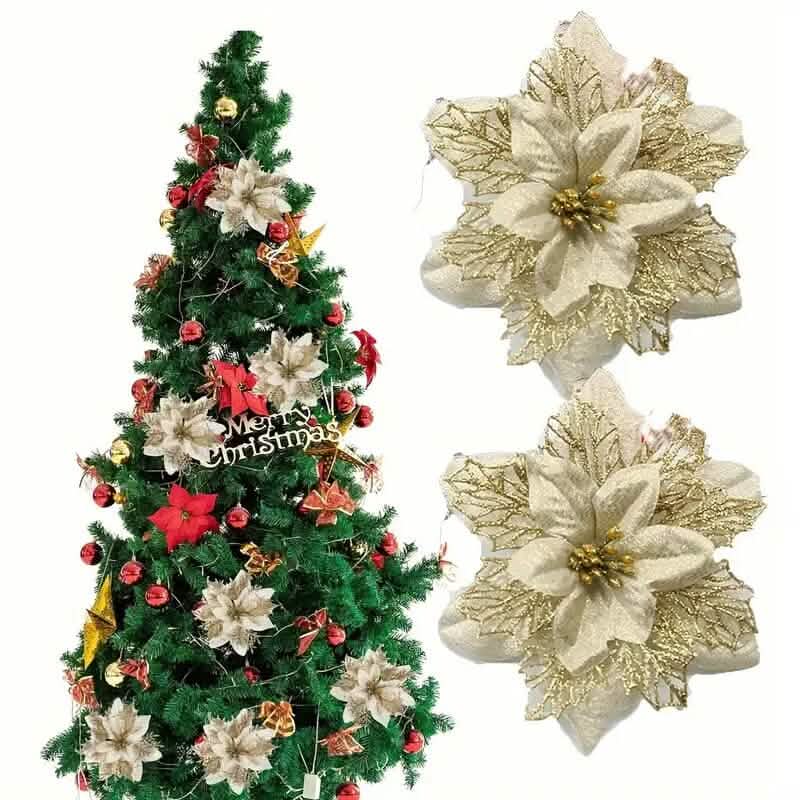 20-Pieces: Artificial Poinsettia Flowers Christmas Ornament by DailySale