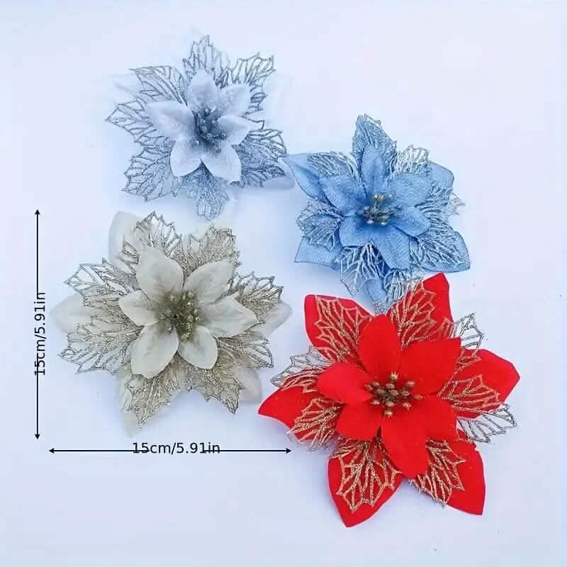 20-Pieces: Artificial Poinsettia Flowers Christmas Ornament by DailySale