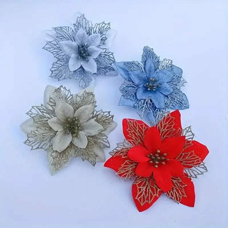 20-Pieces: Artificial Poinsettia Flowers Christmas Ornament by DailySale