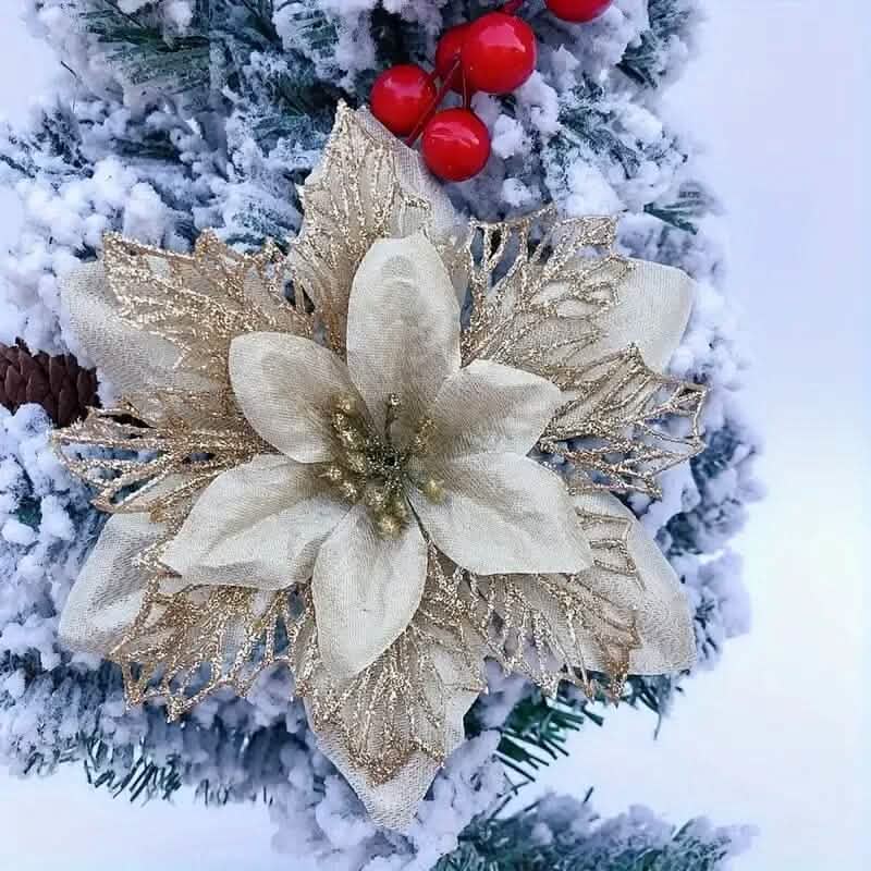 20-Pieces: Artificial Poinsettia Flowers Christmas Ornament by DailySale