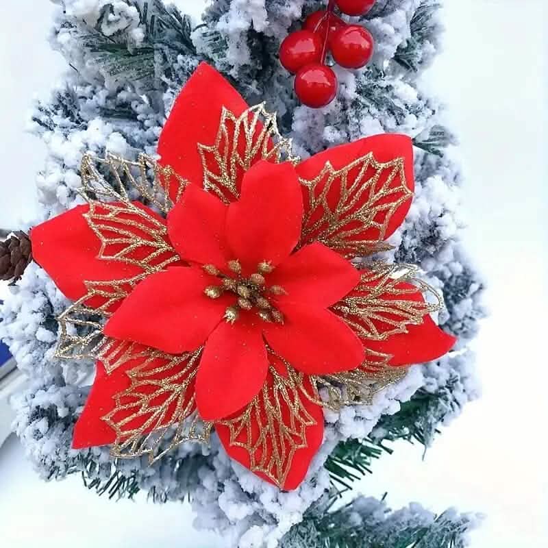 20-Pieces: Artificial Poinsettia Flowers Christmas Ornament by DailySale