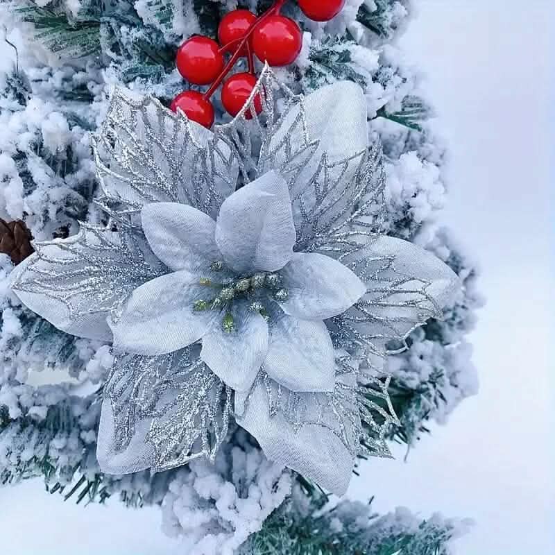 20-Pieces: Artificial Poinsettia Flowers Christmas Ornament by DailySale