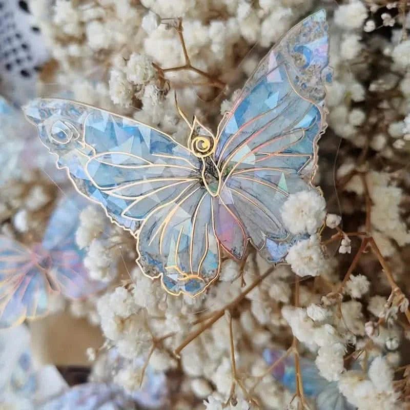 20-Pieces: Ice Crystal Laser Butterfly Decorative PET Stickers by DailySale