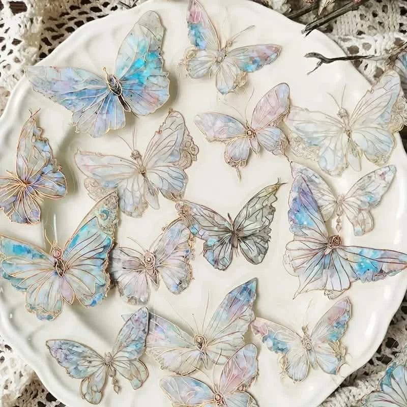 20-Pieces: Ice Crystal Laser Butterfly Decorative PET Stickers by DailySale