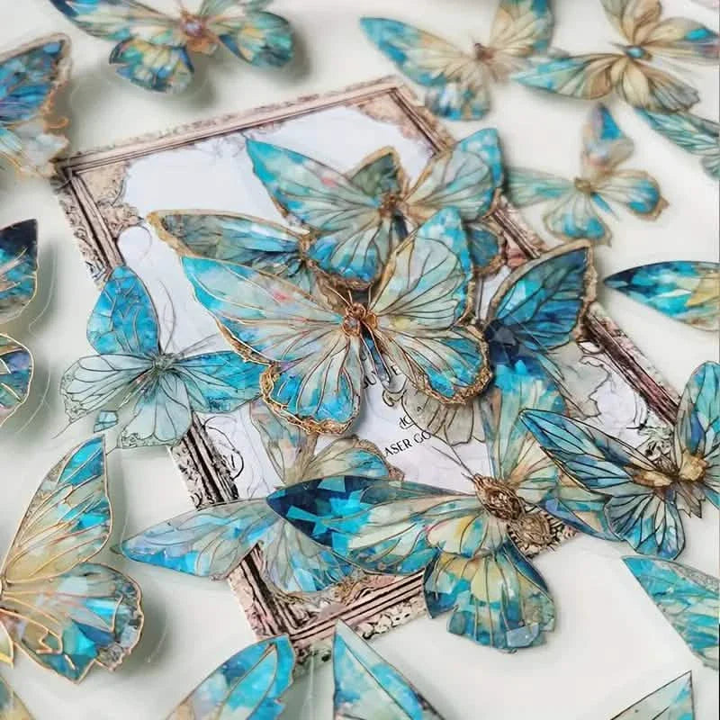 20-Pieces: Ice Crystal Laser Butterfly Decorative PET Stickers by DailySale