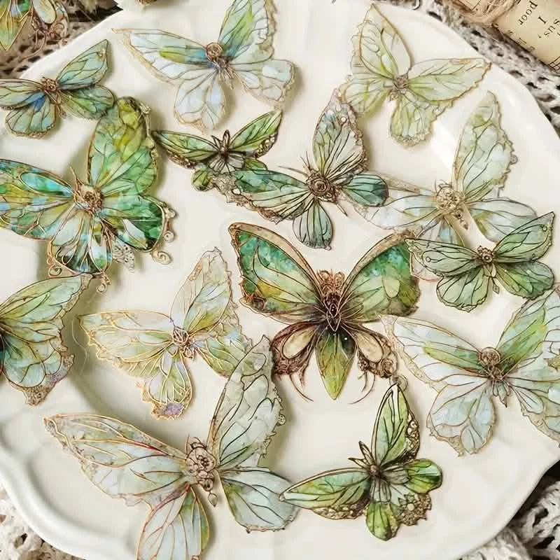 20-Pieces: Ice Crystal Laser Butterfly Decorative PET Stickers by DailySale