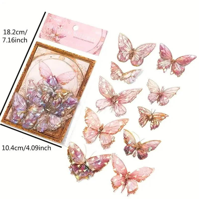 20-Pieces: Ice Crystal Laser Butterfly Decorative PET Stickers by DailySale