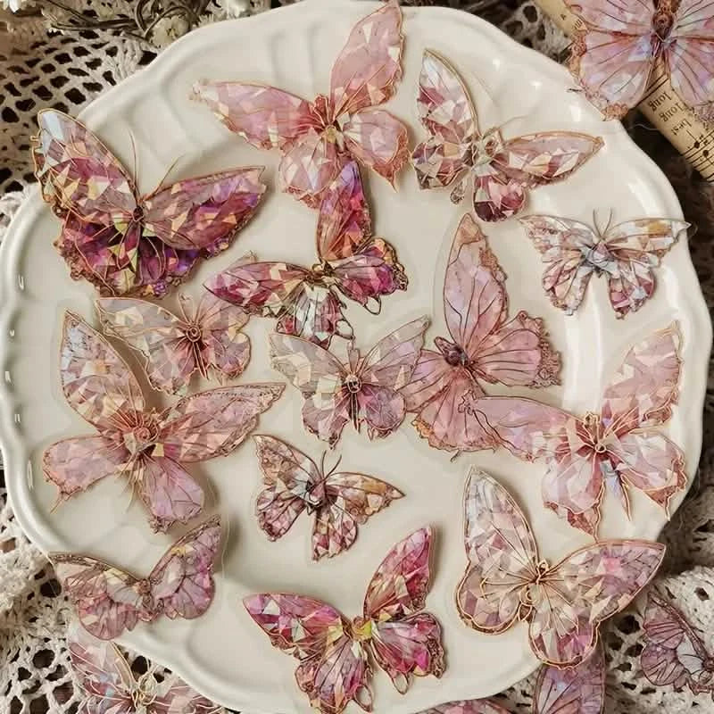 20-Pieces: Ice Crystal Laser Butterfly Decorative PET Stickers by DailySale