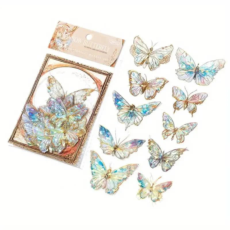 20-Pieces: Ice Crystal Laser Butterfly Decorative PET Stickers by DailySale