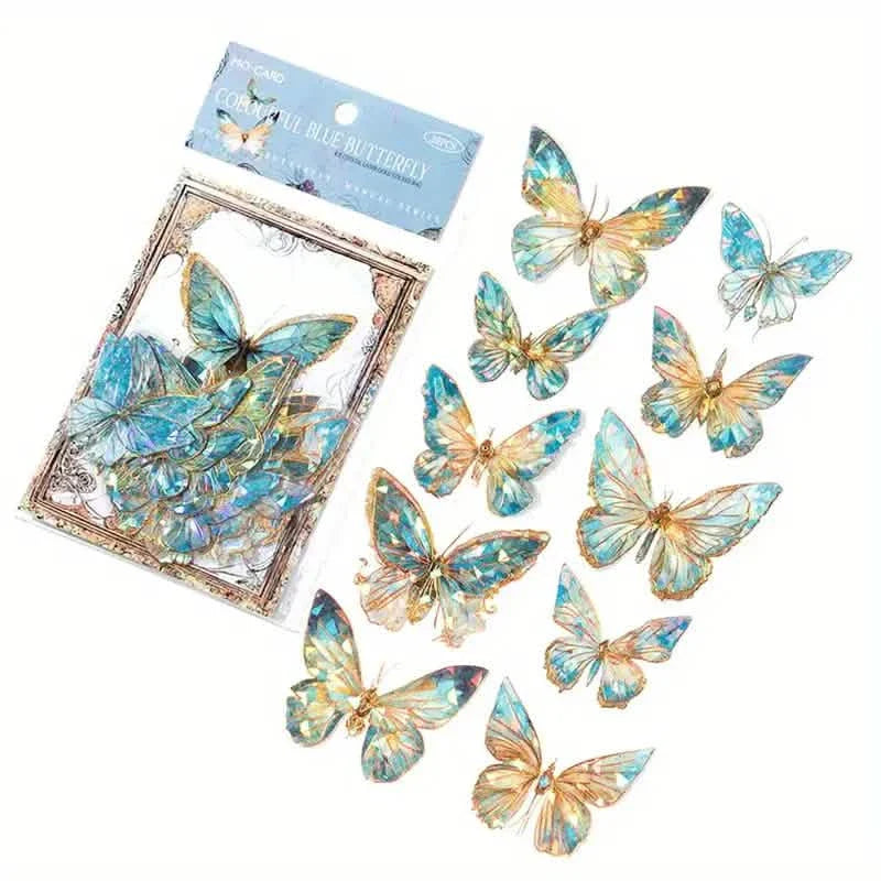 20-Pieces: Ice Crystal Laser Butterfly Decorative PET Stickers by DailySale