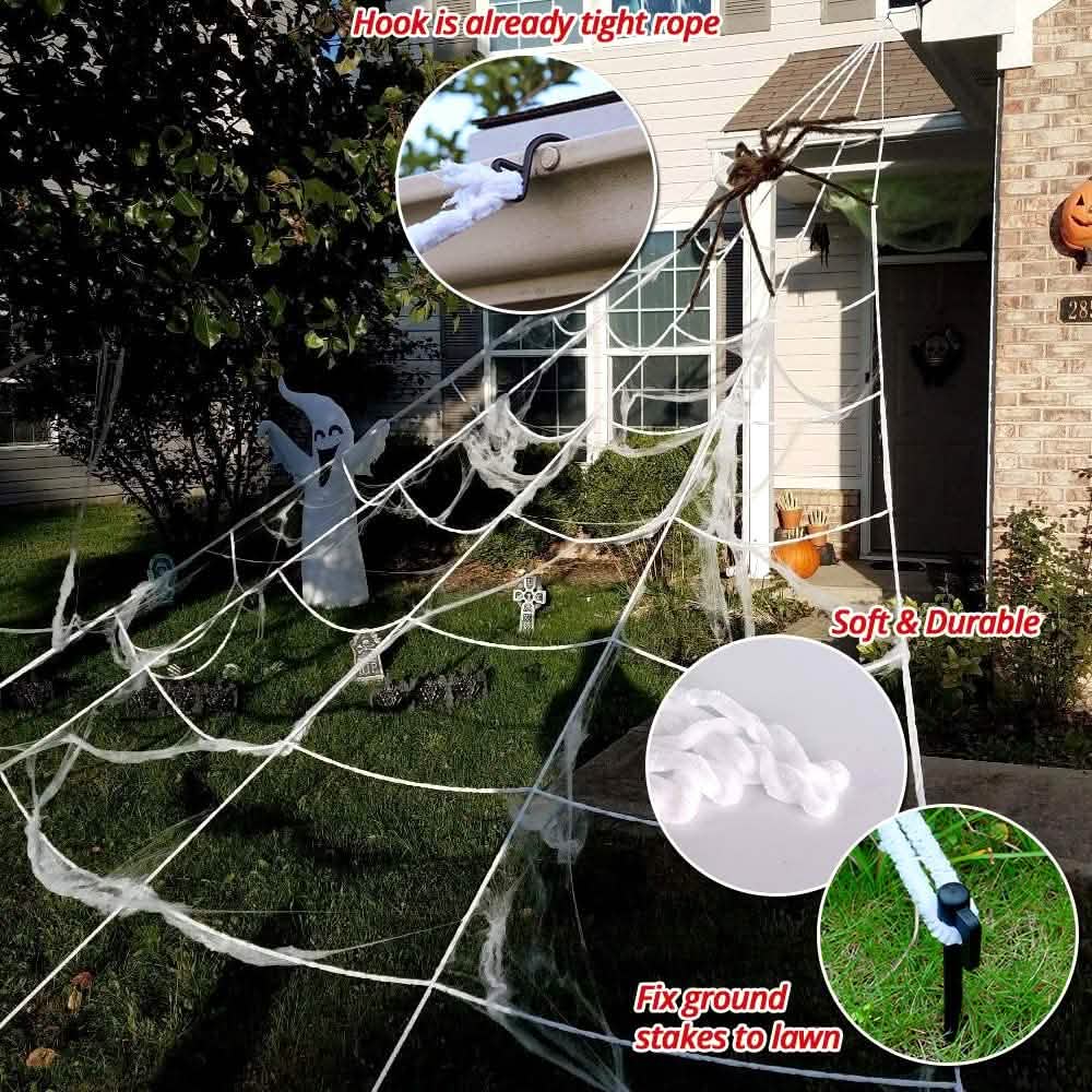 200" Halloween Spider Web and 59" Giant Spider Decoration by DailySale