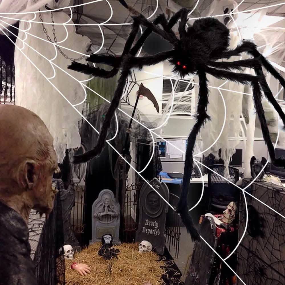200" Halloween Spider Web and 59" Giant Spider Decoration by DailySale