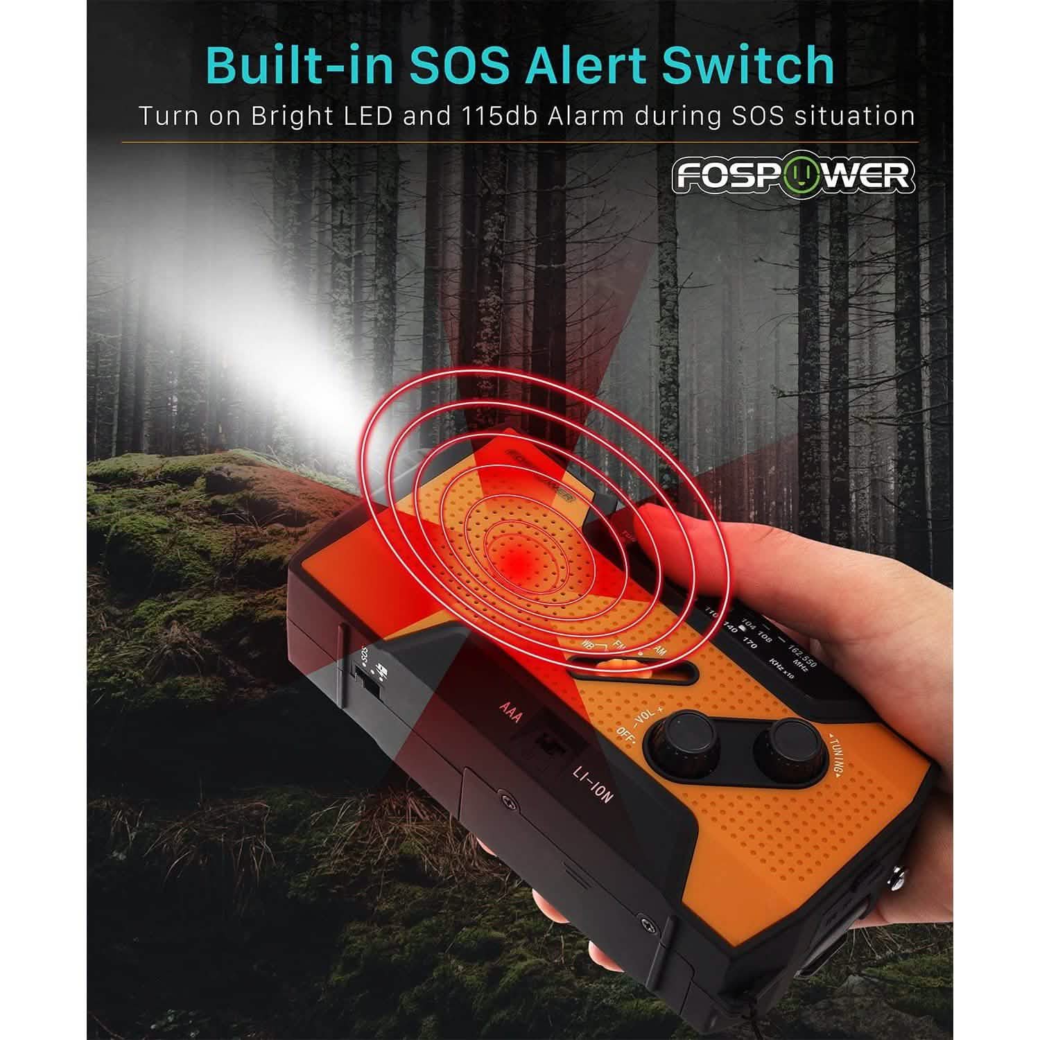 2000mAh NOAA Emergency Weather Radio Portable Power Bank with Solar Charging by DailySale