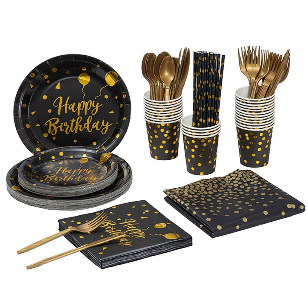 201 Pieces: Black Gold Disposable Dinnerware Set by DailySale