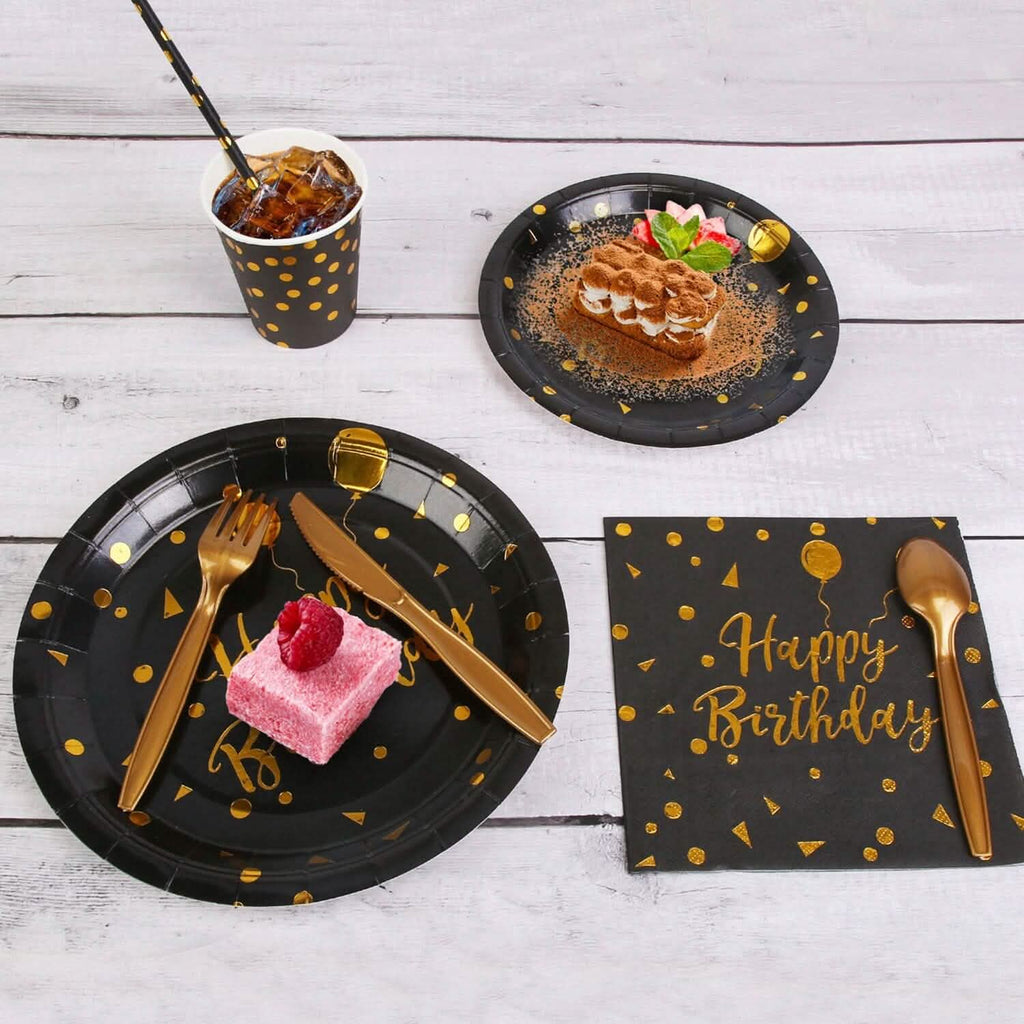 201 Pieces: Black Gold Disposable Dinnerware Set by DailySale