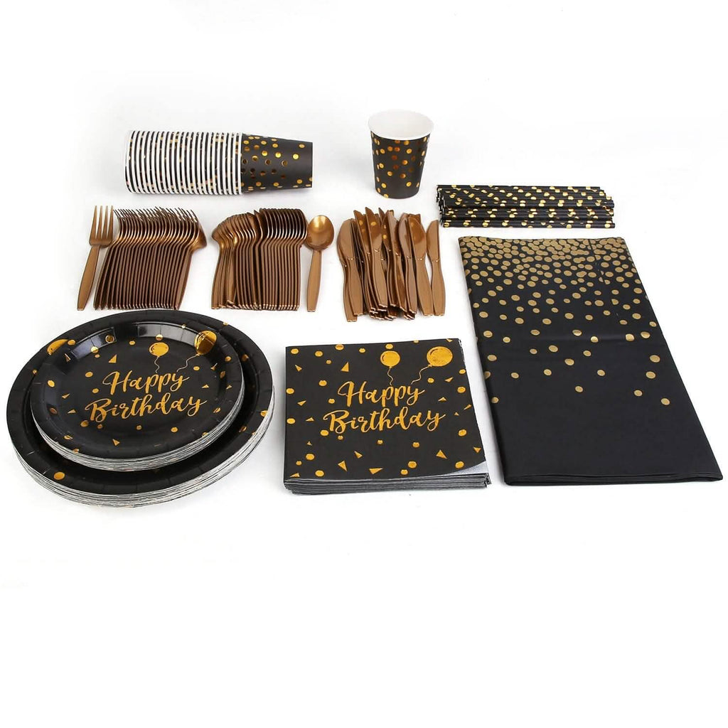 201 Pieces: Black Gold Disposable Dinnerware Set by DailySale