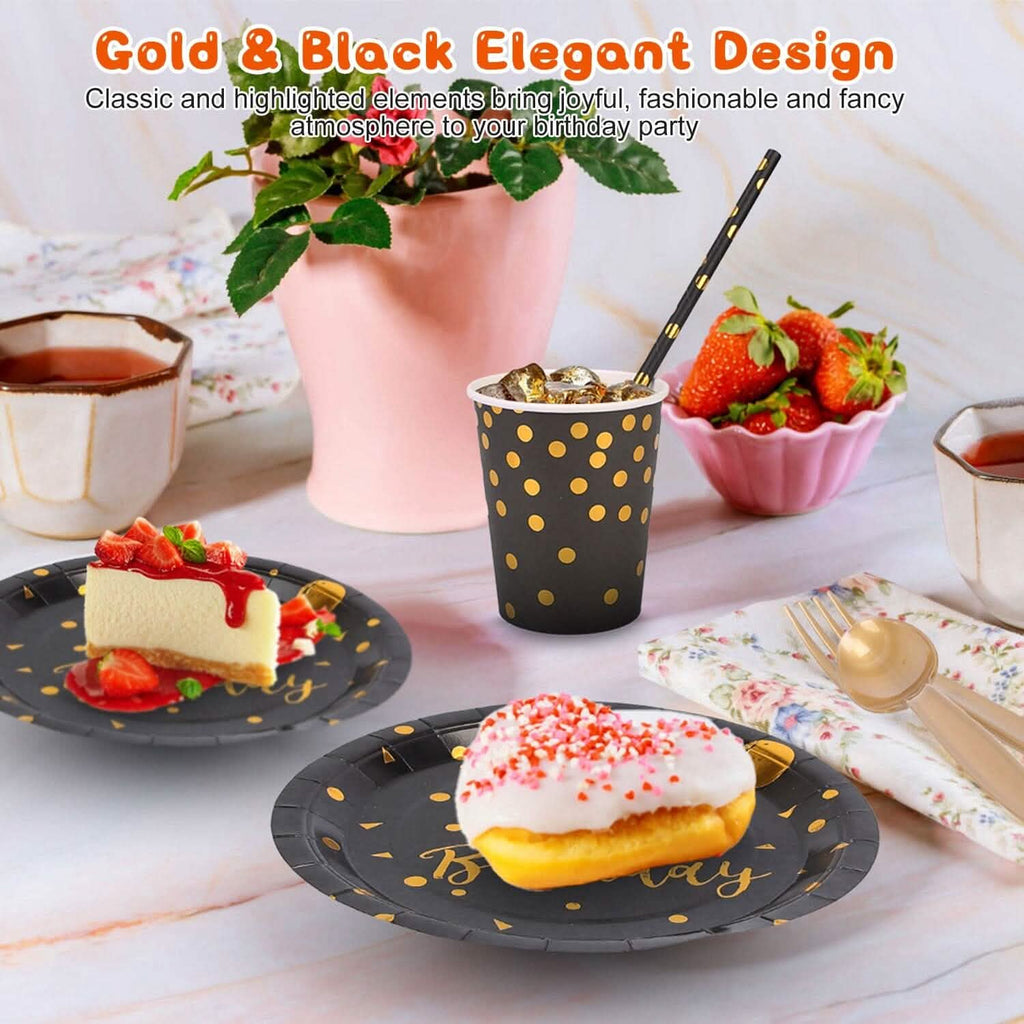 201 Pieces: Black Gold Disposable Dinnerware Set by DailySale