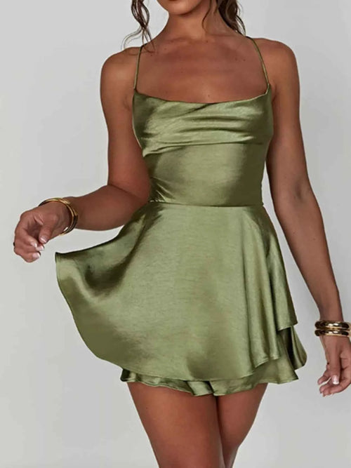 Backless Layered Ruffled Cami Dress by Wild and Free Boutique
