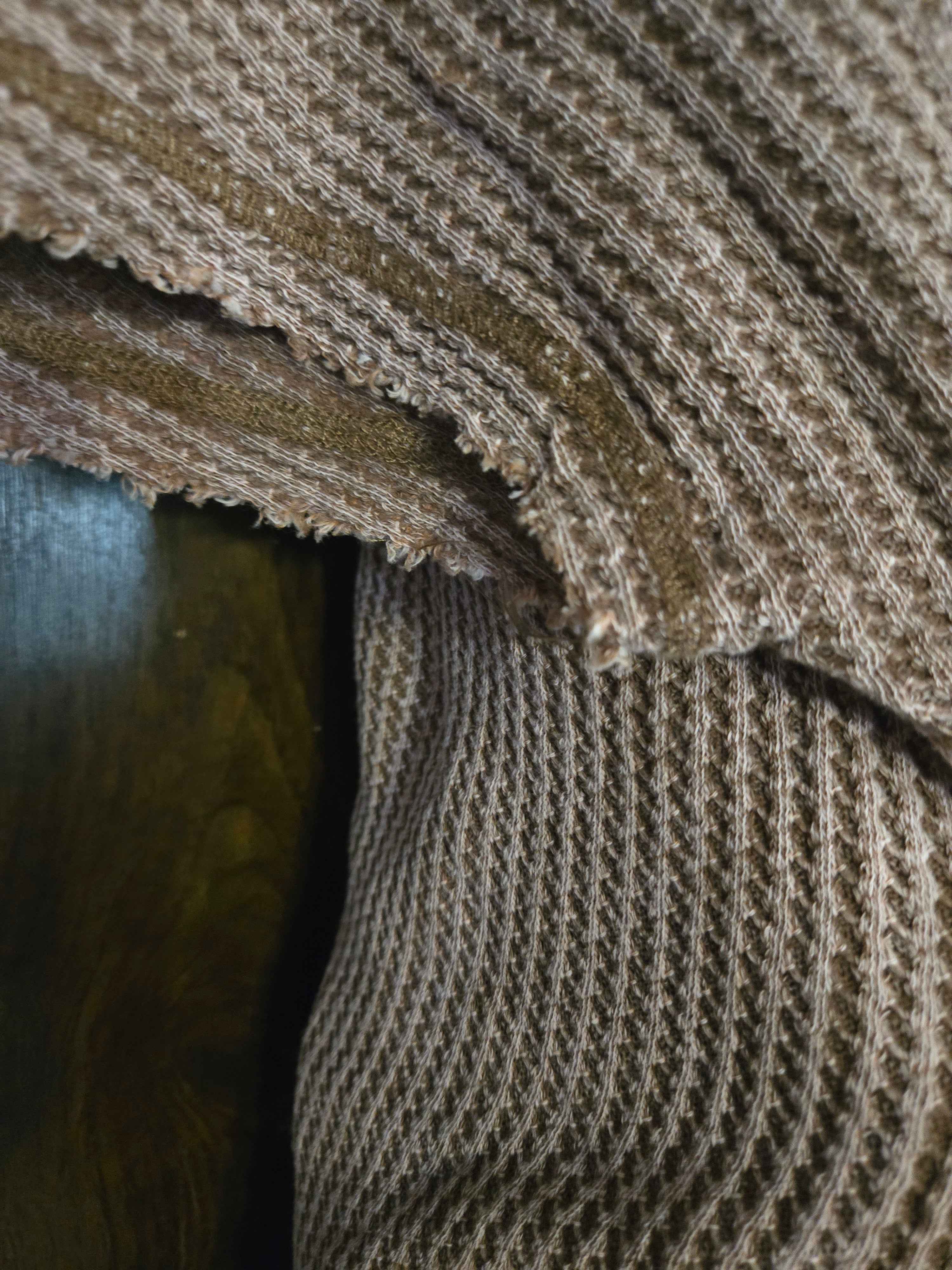 Zenana Waffle Knit Button-Up Top – Taupe Brown