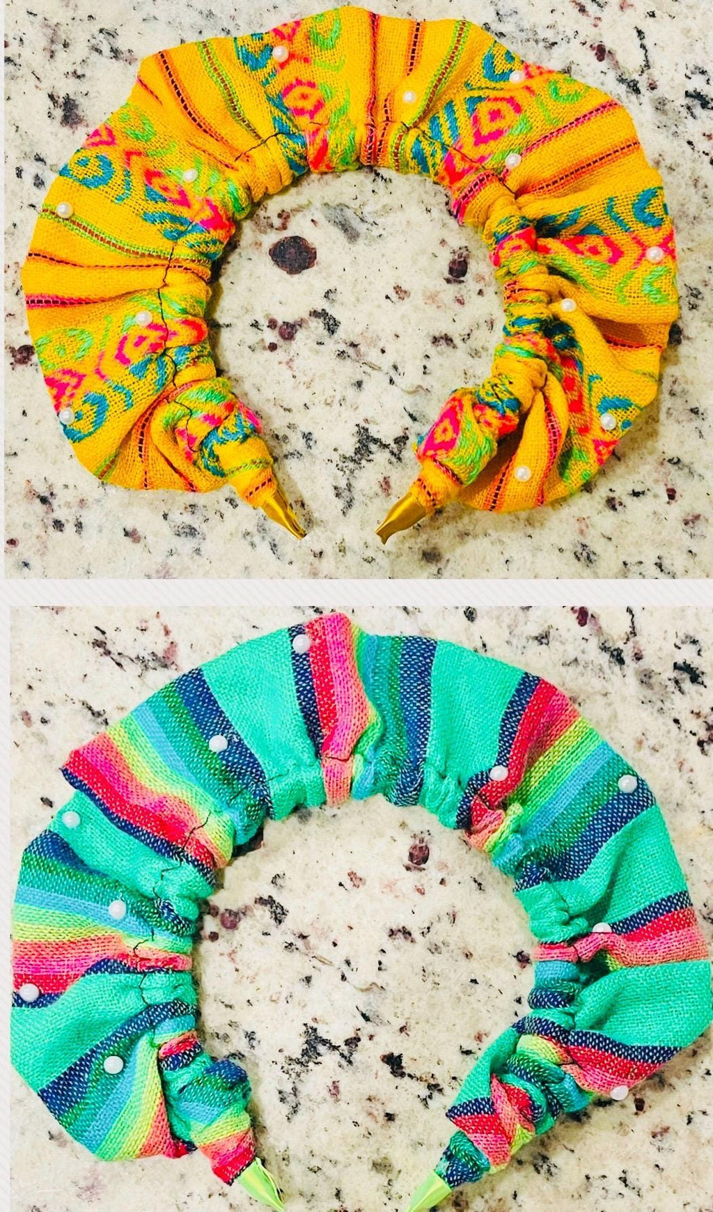 2x Diademas Mexicana Artesanales Tela Cambaya 2x Mexican Sarape Headbands Cambaya Cloth by Chica Mexico