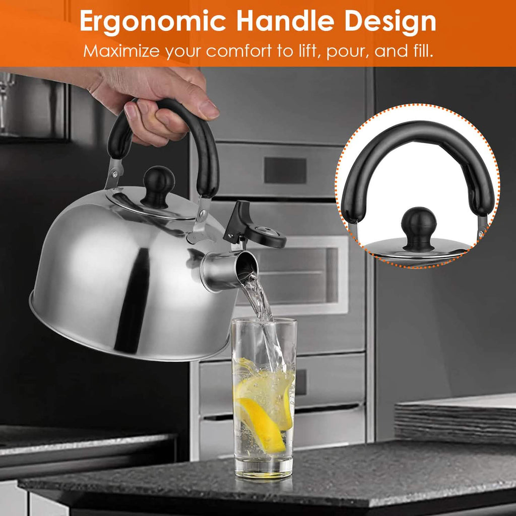 2.1 Quarts Stainless Steel Whistling Tea Kettle Stovetop Induction Gas Teapot by DailySale