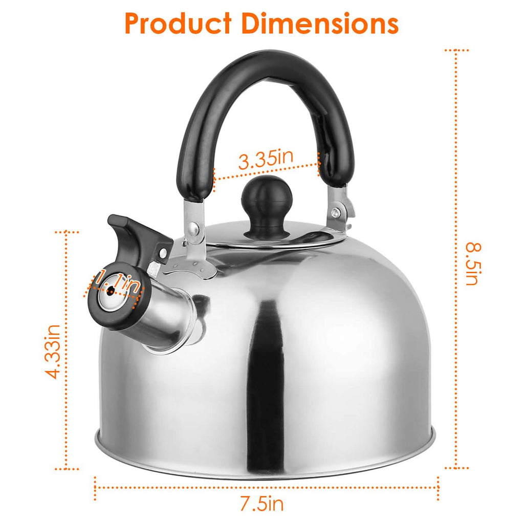 2.1 Quarts Stainless Steel Whistling Tea Kettle Stovetop Induction Gas Teapot by DailySale