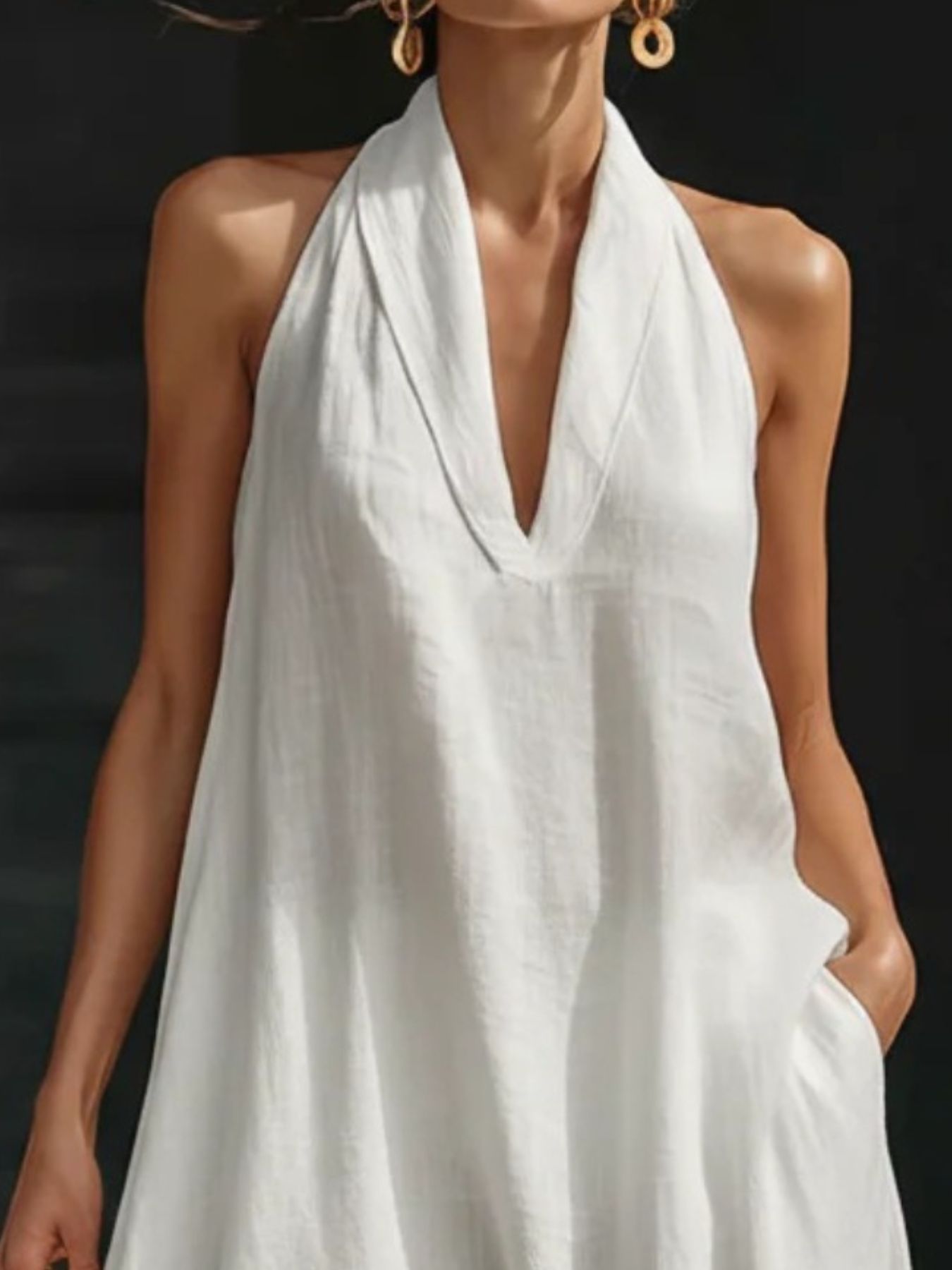 Halter Neck Maxi Dress with Pockets by Shopiebay