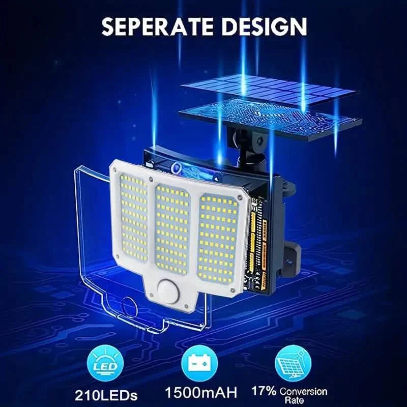 210LED Super Bright Motion Sensor Solar Strong Power LED Garden Wall Lamp by DailySale