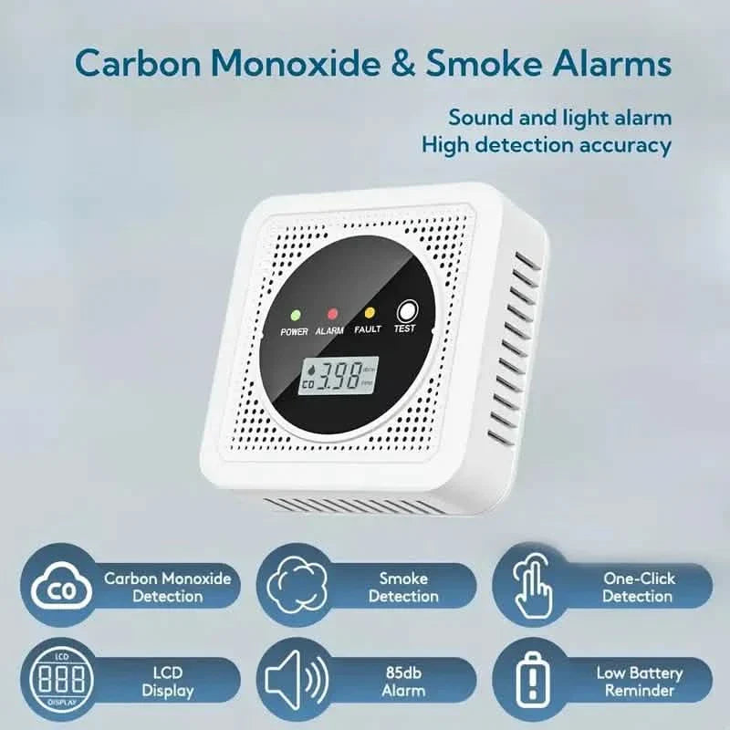 Dual Sensor Smoke & Carbon Monoxide Detector Alarm with LCD Display by DailySale